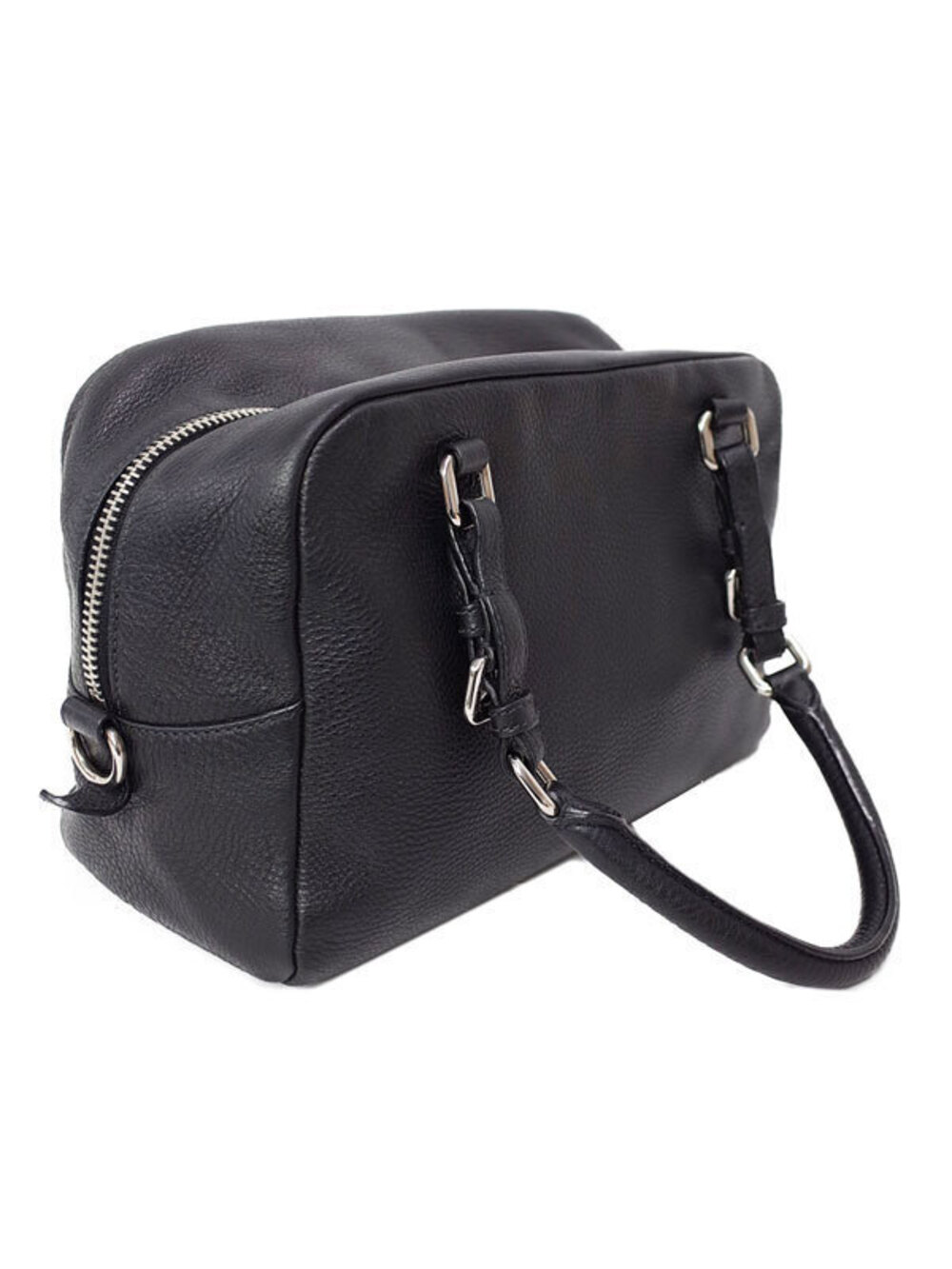 Prada Satchel Leather Daino Embossed Black Bag Vitello
